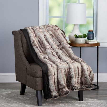 Faux Chinchilla Fur Throw Blanket, Luxurious, Soft, Hypoallergenic,Faux Mink Back, 60x70 (Striped)